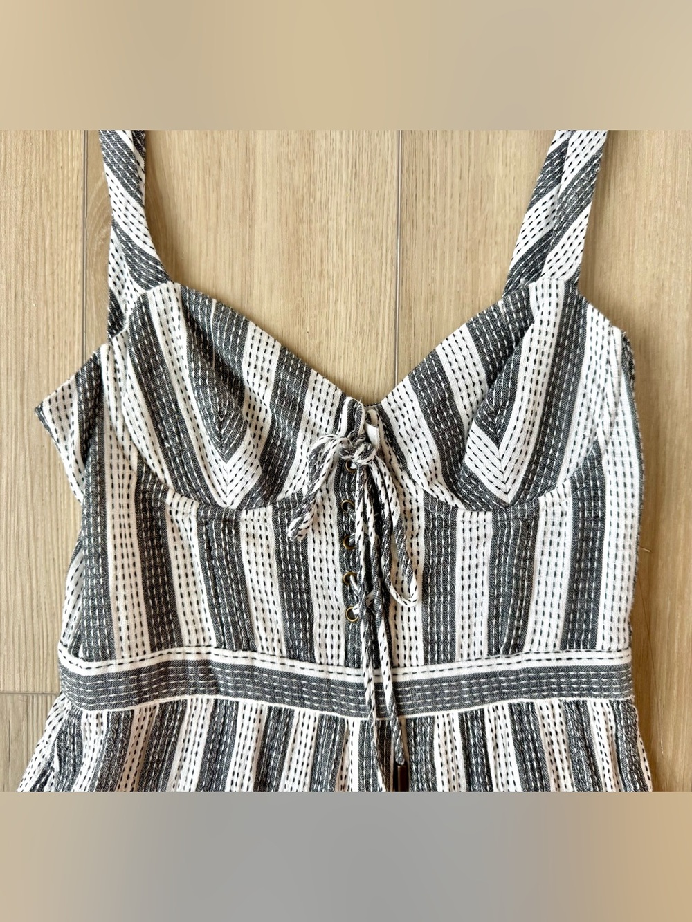 House of Harlow 1960 x Revolve Nadia Maxi Dress Stripe Lace Up S Boho EUC - Picture 7 of 15